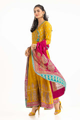 Tehwaar Raw Silk Viscose Block Printed Shirt And Trouser With Block Printed Dupatta WGK-RSW-SP-2003