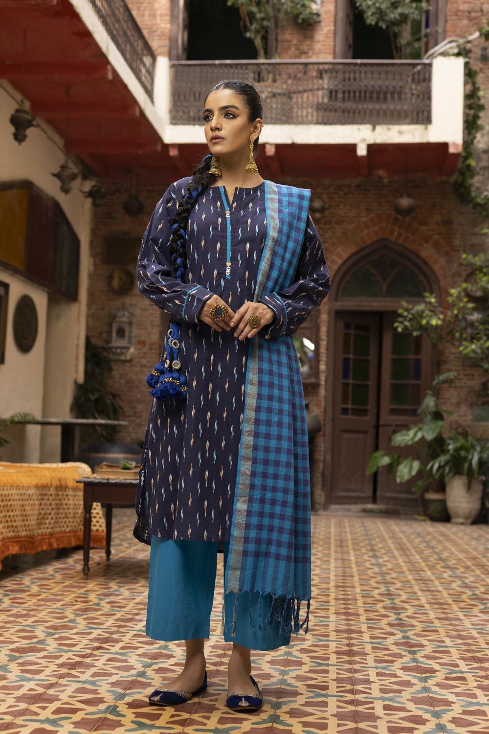 Jacquard Shirt And Dyed Trouser With Jacquard Dupatta WGK-YDS-DY-2567
