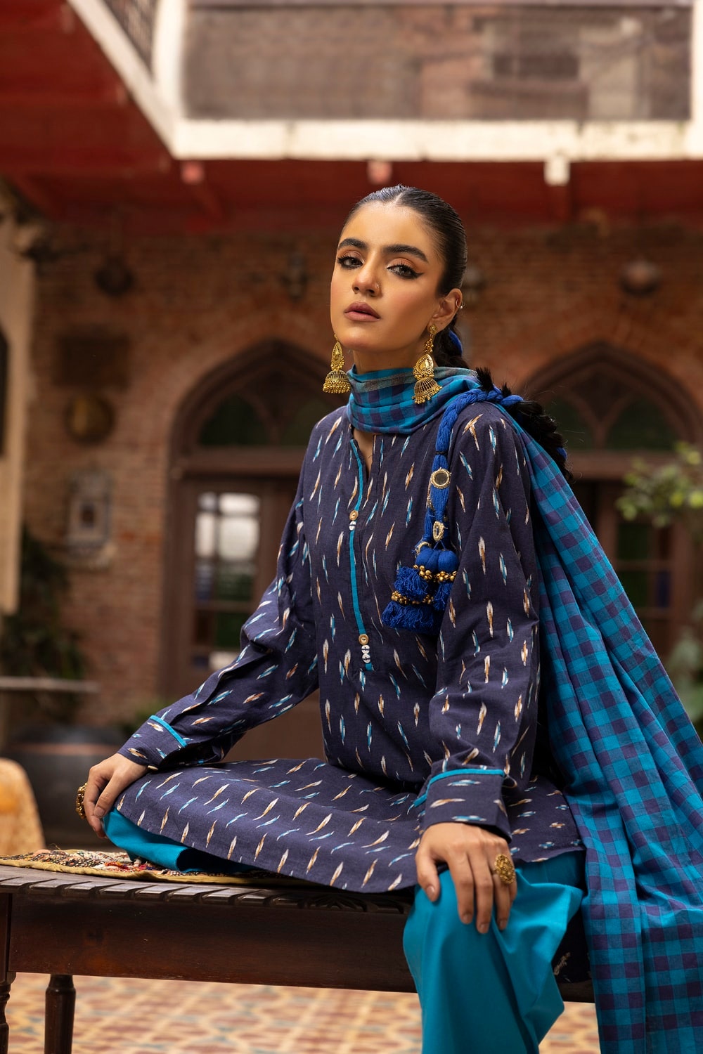 Jacquard Shirt And Dyed Trouser With Jacquard Dupatta WGK-YDS-DY-2567