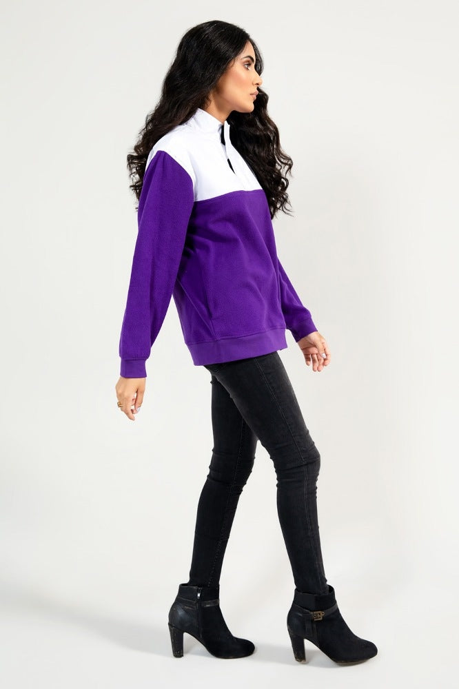 Quarter Zip Color Block Mock Neck Sweatshirt WGKN-W21-001 A