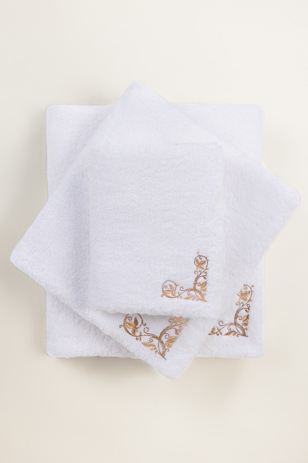 White Combed 3Pc Embroidered towel set 25