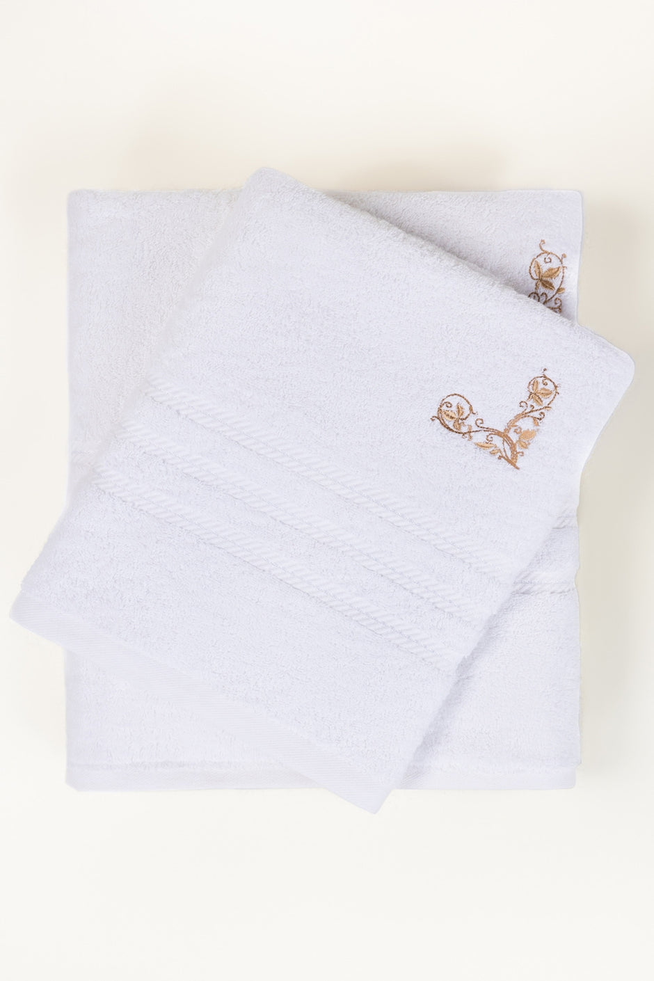 White Combed Embroidered towel 25