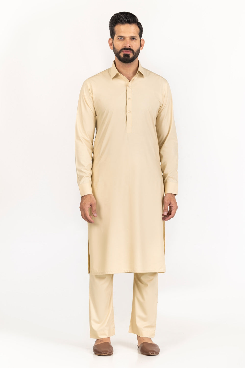 White Gold Unstitched Fabric Cotton-LF