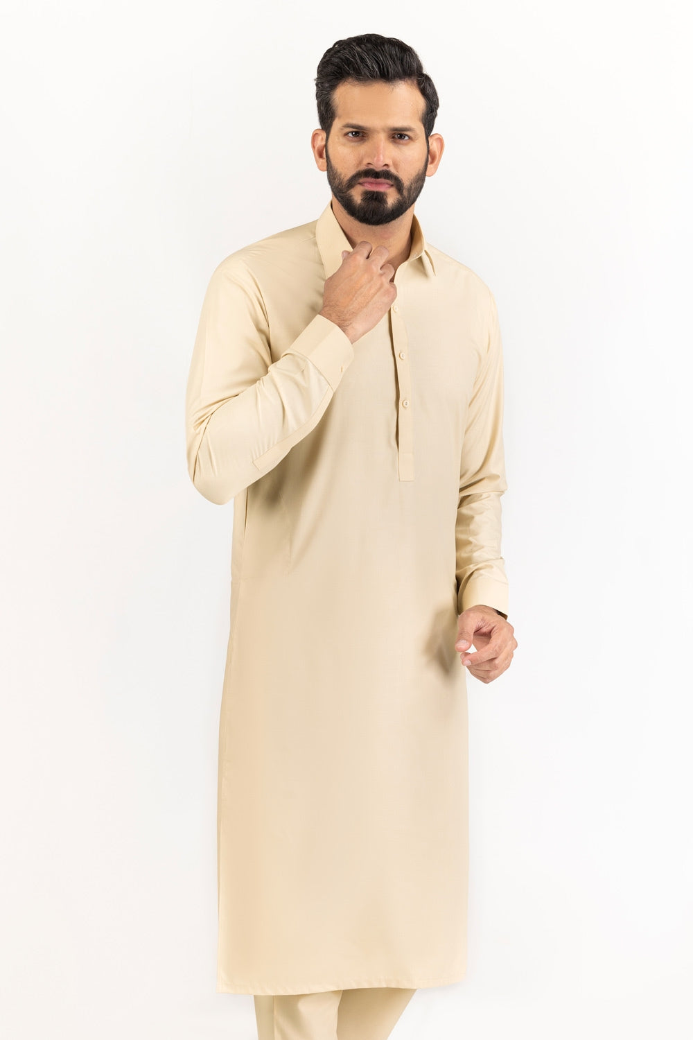 White Gold Unstitched Fabric Cotton-LF