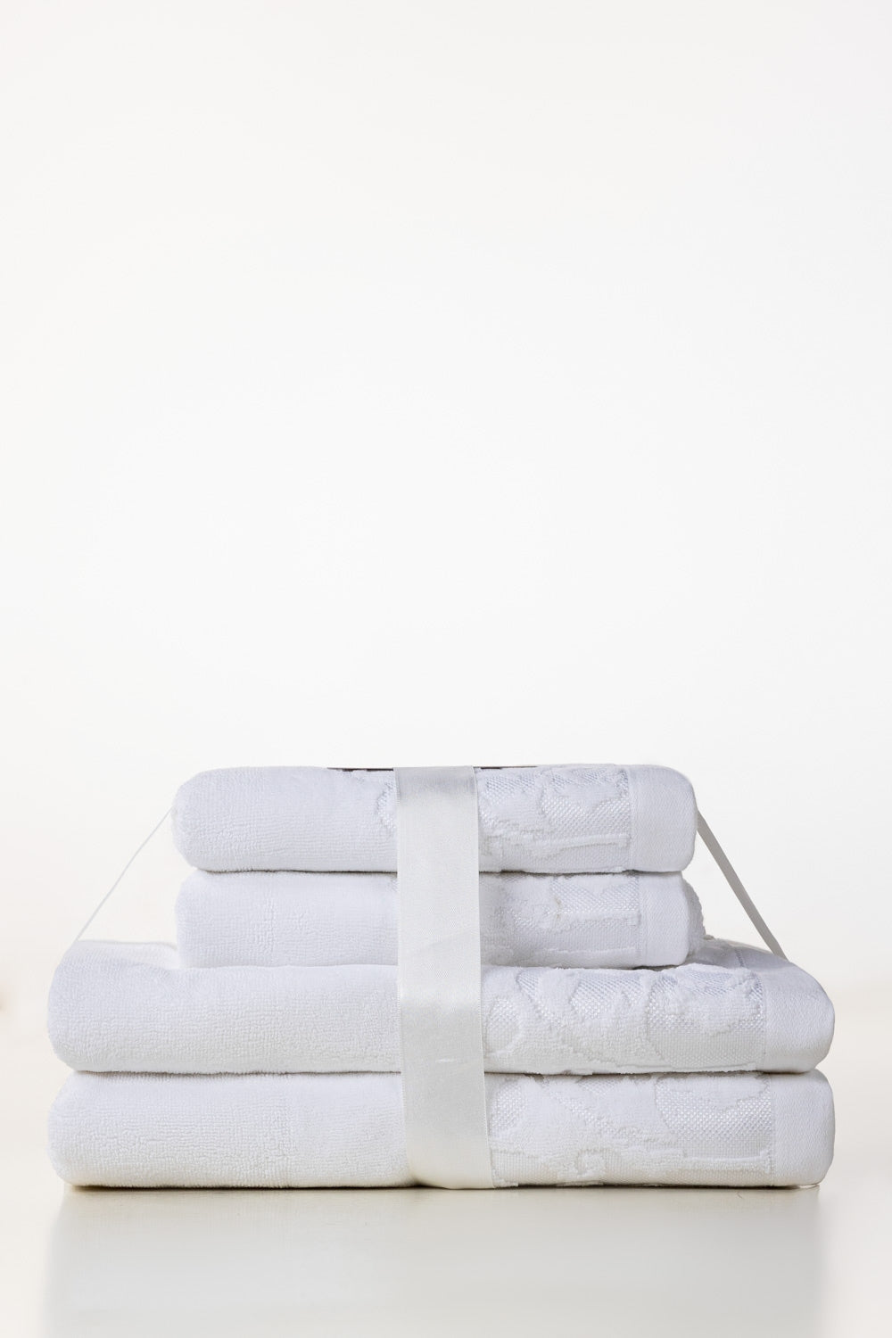 White Jacquard Dyed Towel 4Pcs Set