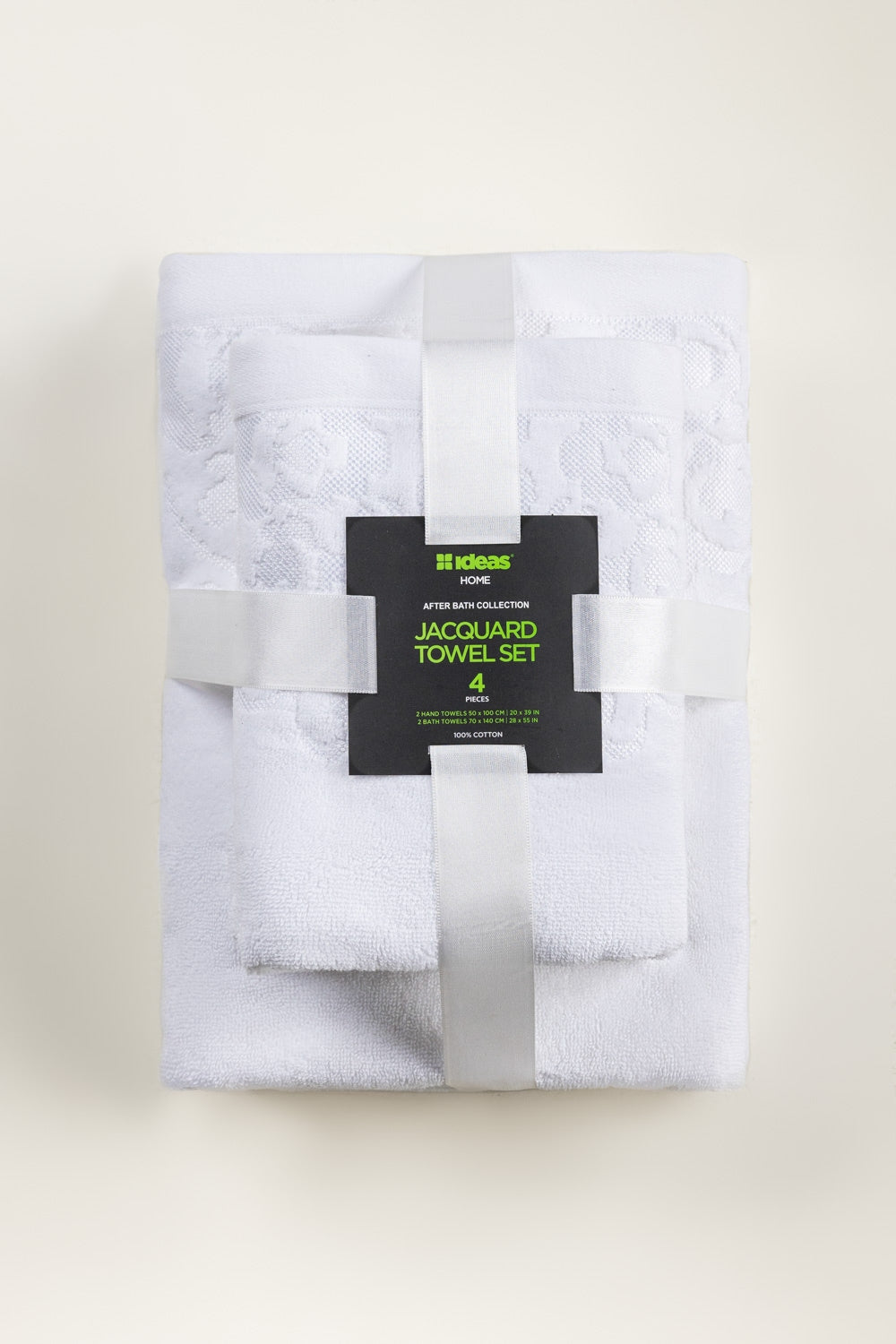 White Jacquard Dyed Towel 4Pcs Set
