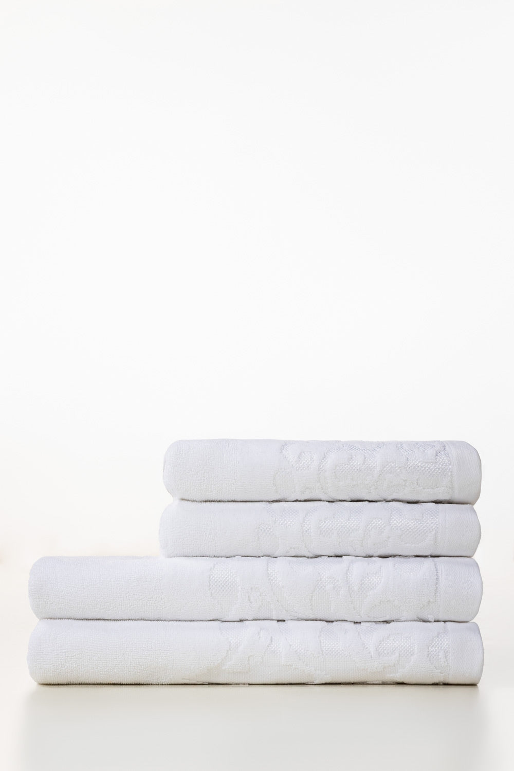White Jacquard Dyed Towel 4Pcs Set
