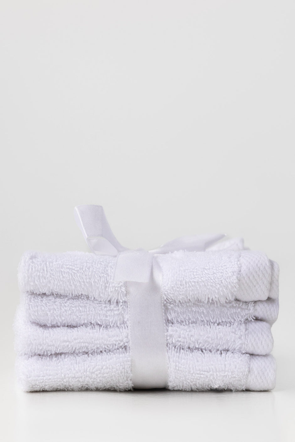 White 4 Pcs Combed Face Towel Set