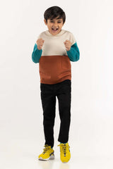 Toddler Boy White And Green Color Block Knit Sweater 224-511-040