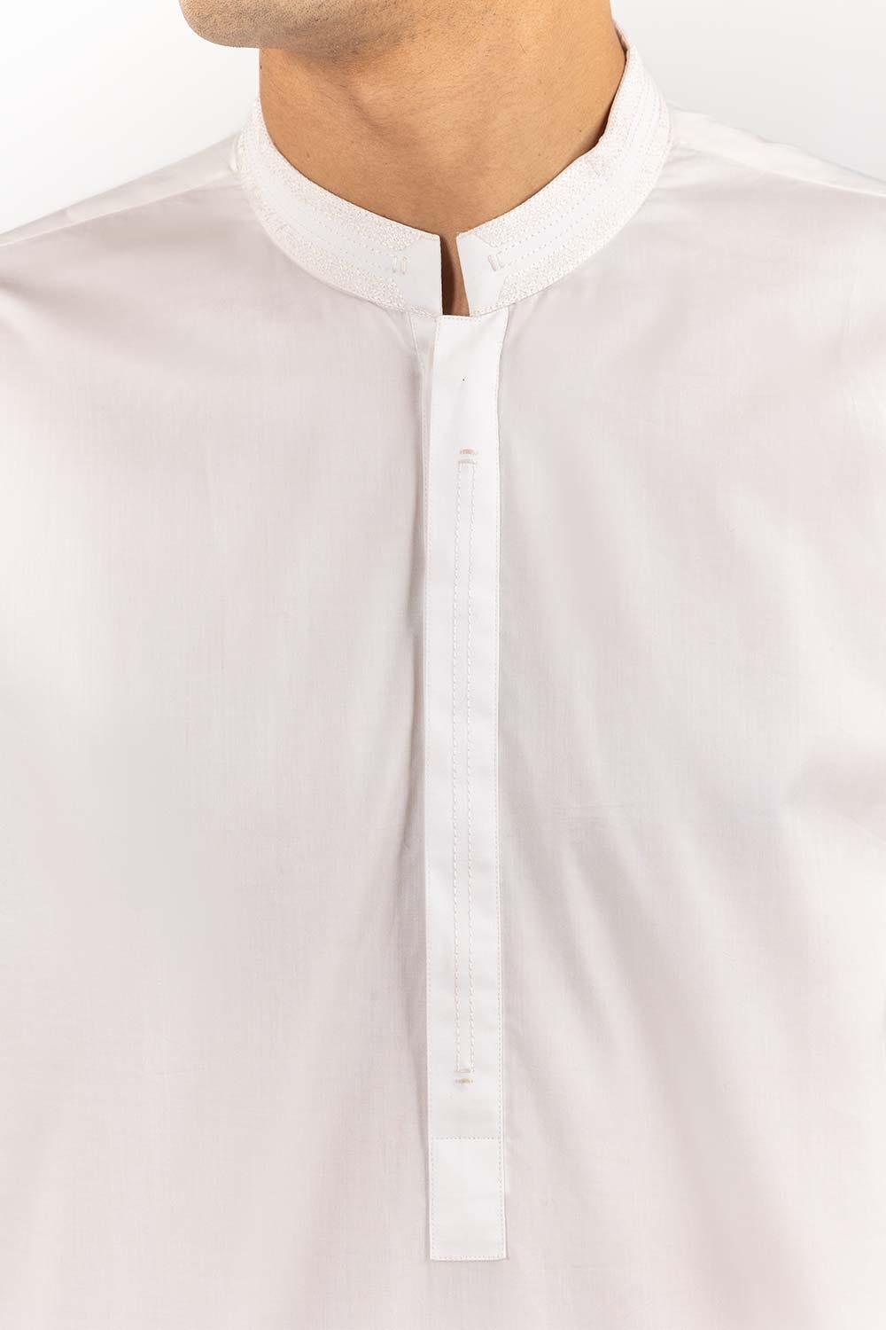 White Basic Embroidered  Shalwar Kameez Suit
