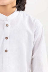 White Basic Kids Kurta KR-KPLN22-016