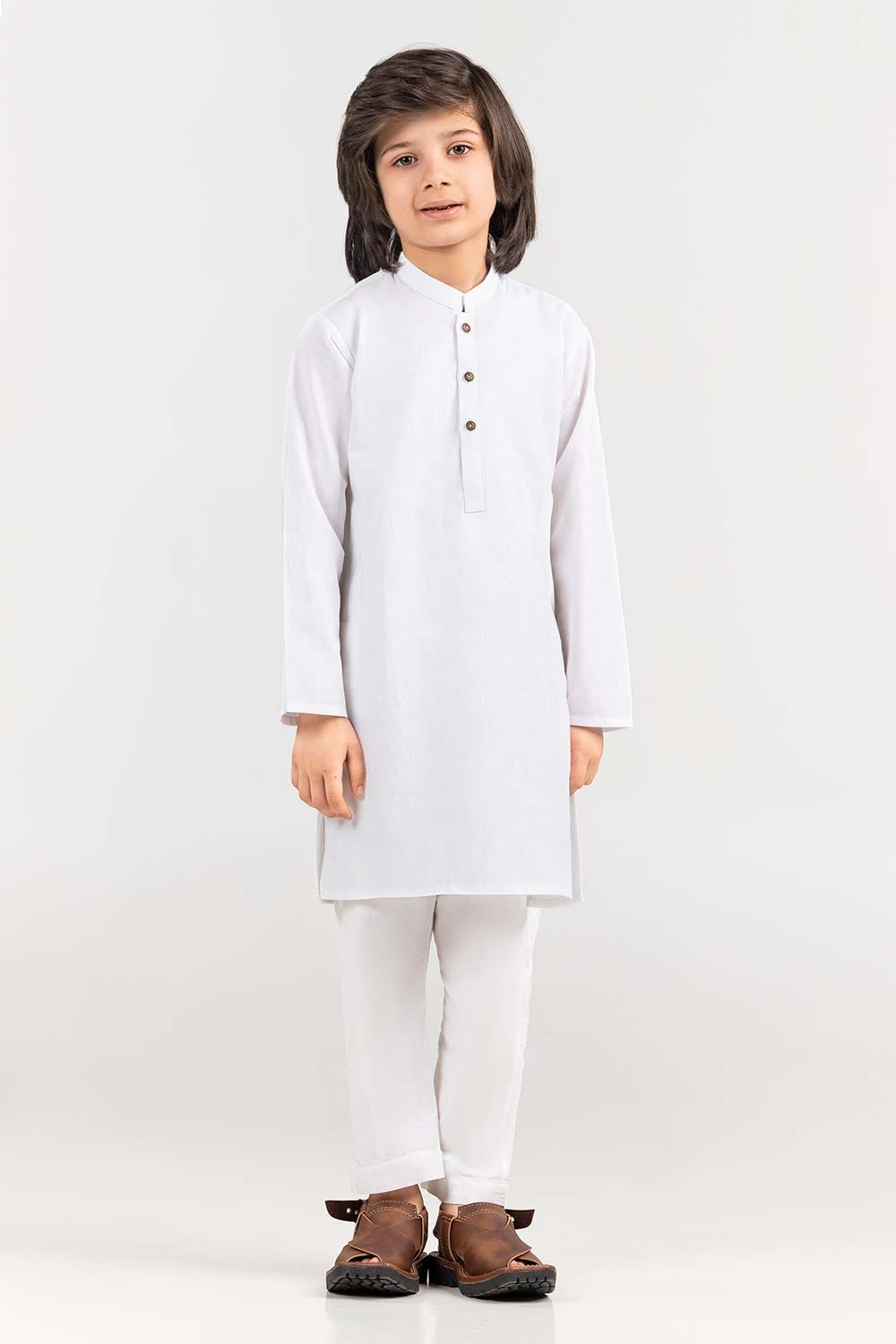 White Basic Kids Kurta KR-KPLN22-016