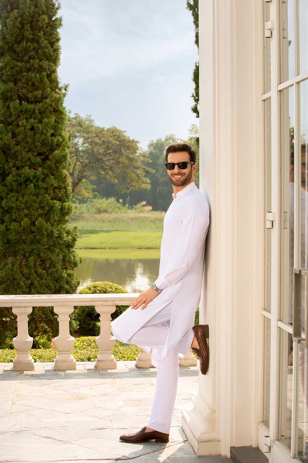Chairman Latha White Shalwar Kameez Suit