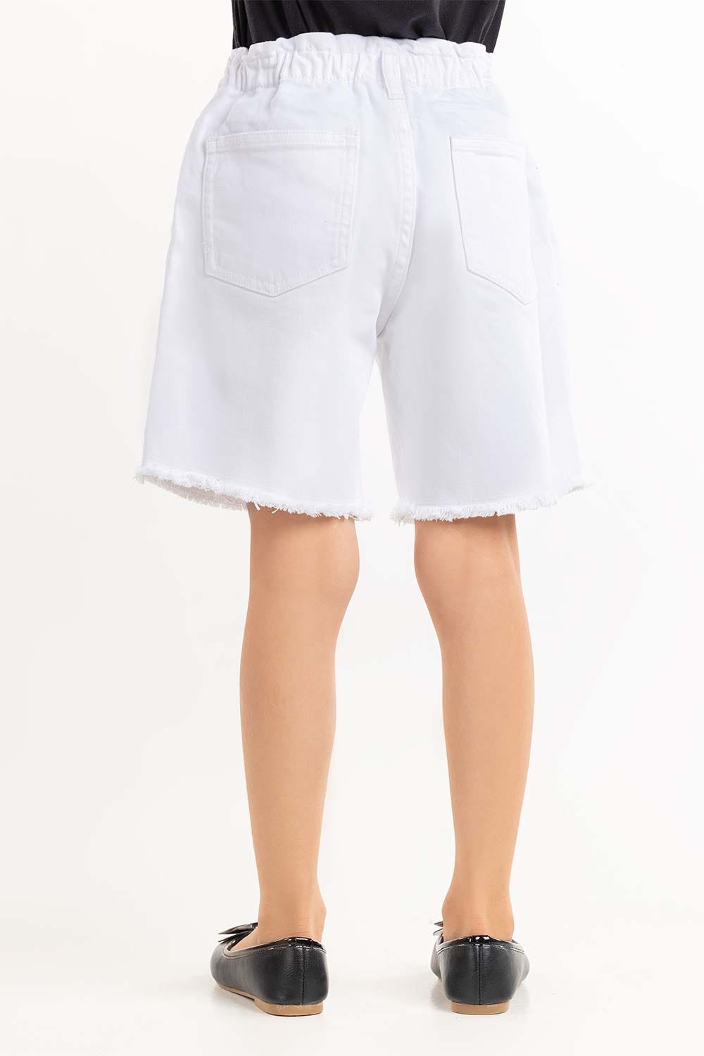 Toddler Girl White Basic Non Denim Shorts TGNB-2210042-D