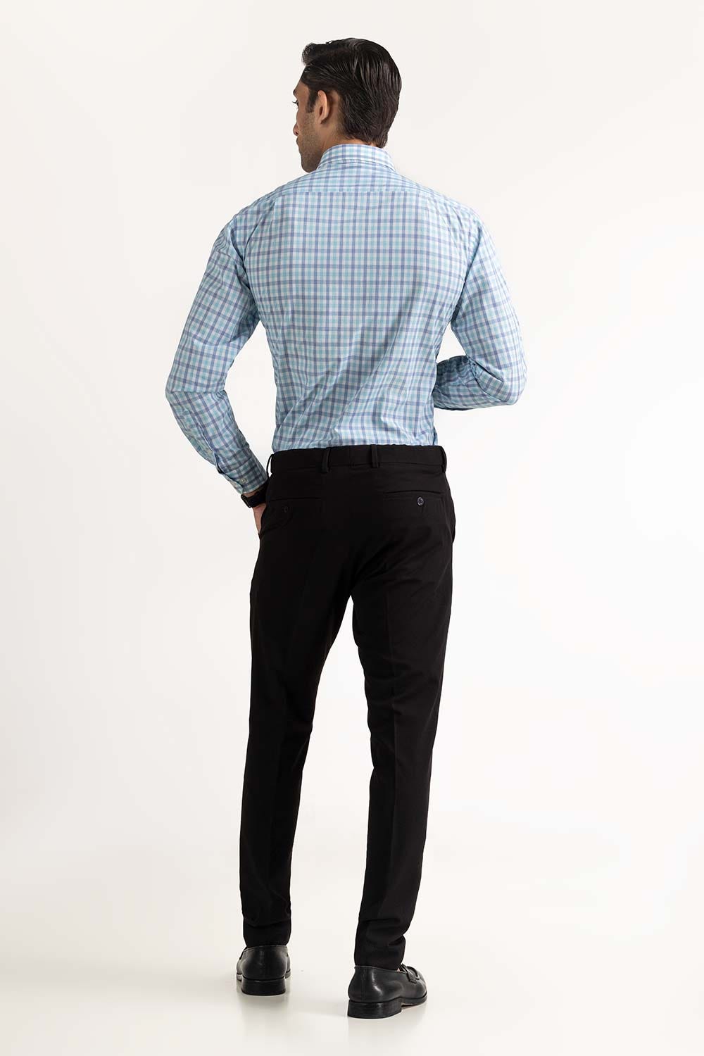 White Blue Yarn Dyed Formal Shirt MN-FS-YD23-007