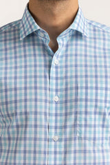 White Blue Yarn Dyed Formal Shirt MN-FS-YD23-007