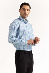 White Blue Yarn Dyed Formal Shirt MN-FS-YD23-007