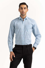 White Blue Yarn Dyed Formal Shirt MN-FS-YD23-007