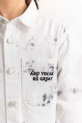 Junior Boy White Button Down Shirt 224-317-007