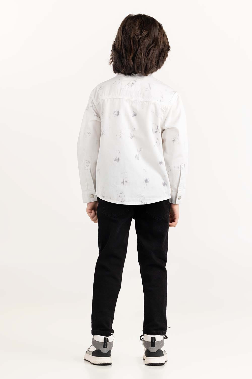 Junior Boy White Button Down Shirt 224-317-007