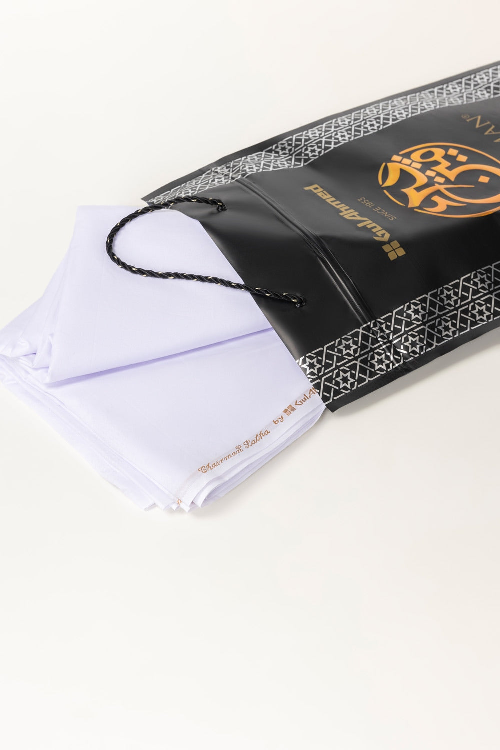 White Chairman Latha Unstitched Fabric Cotton -Pouch Pack