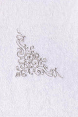 White 3 Pcs Combed Embroidered Towel Set