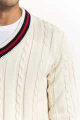 White Cricket Sweater SWT-FFSVN22-102