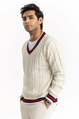 White Cricket Sweater SWT-FFSVN22-102