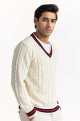 White Cricket Sweater SWT-FFSVN22-102