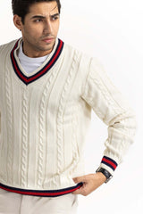 White Cricket Sweater SWT-FFSVN22-102