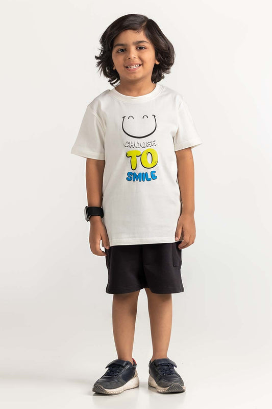 White Green Toddler Boy Knit Printed Tee TB-TS-SS24-039