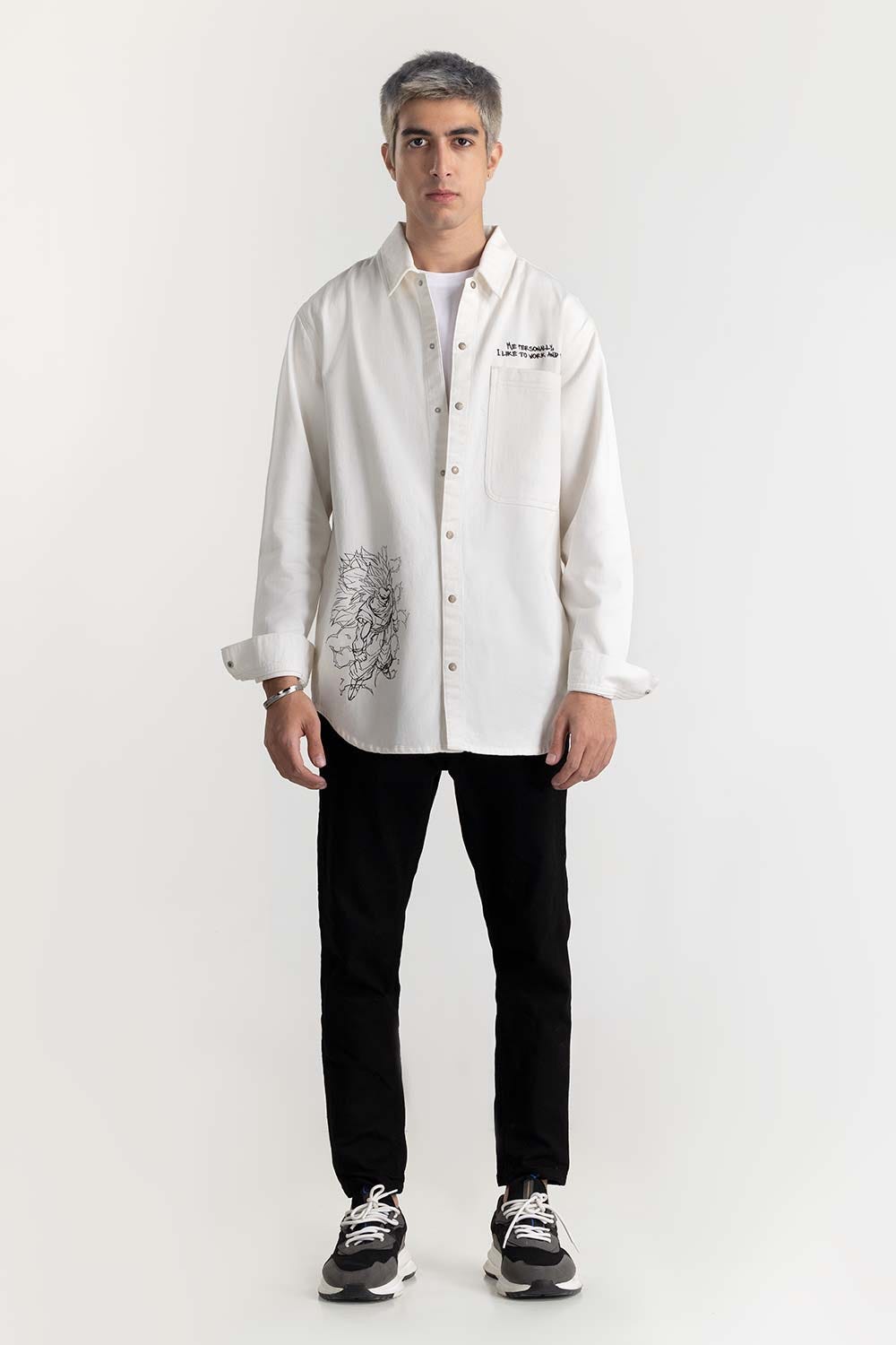 White Non-Denim Overshirt 224-117-015