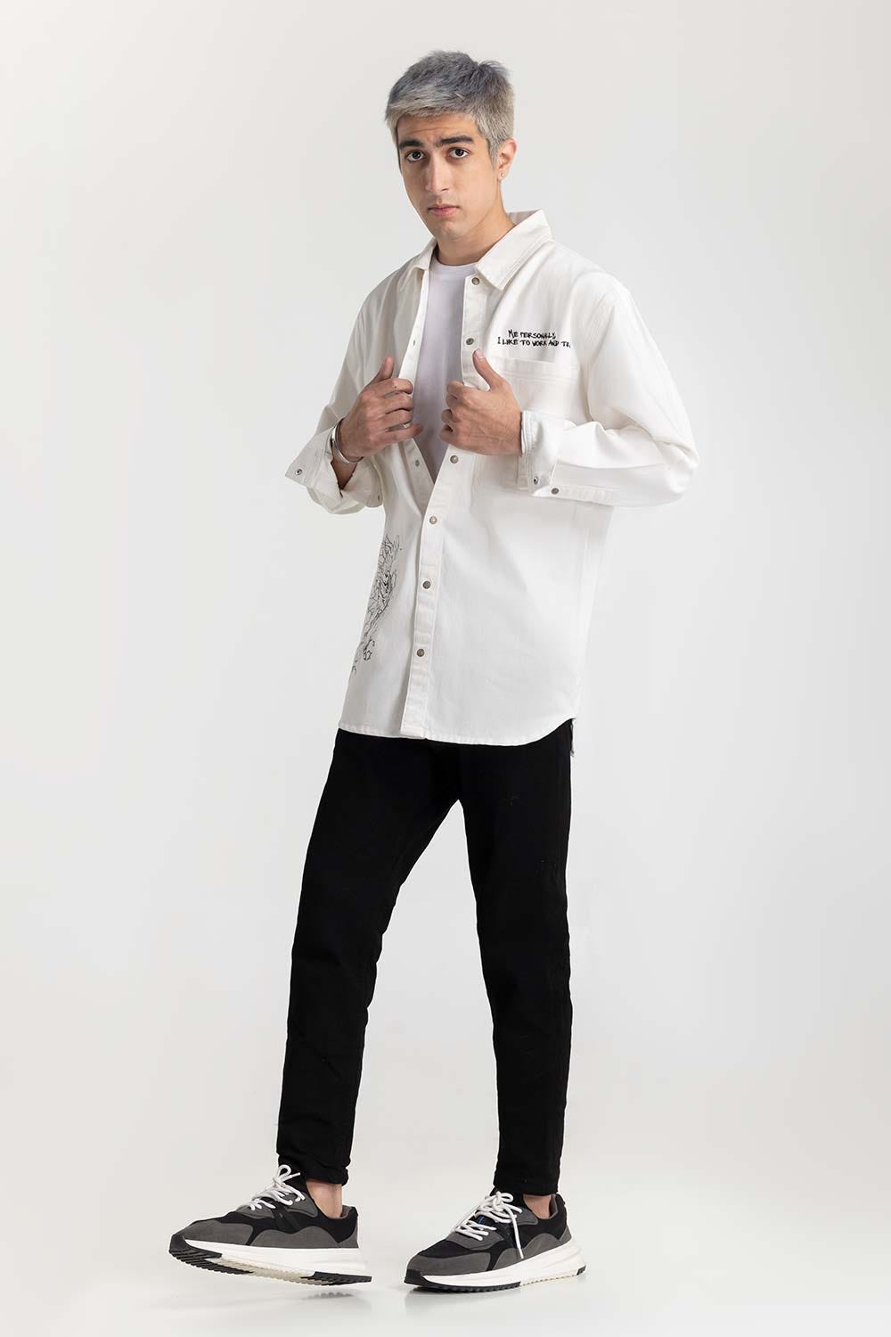 White Non-Denim Overshirt 224-117-015