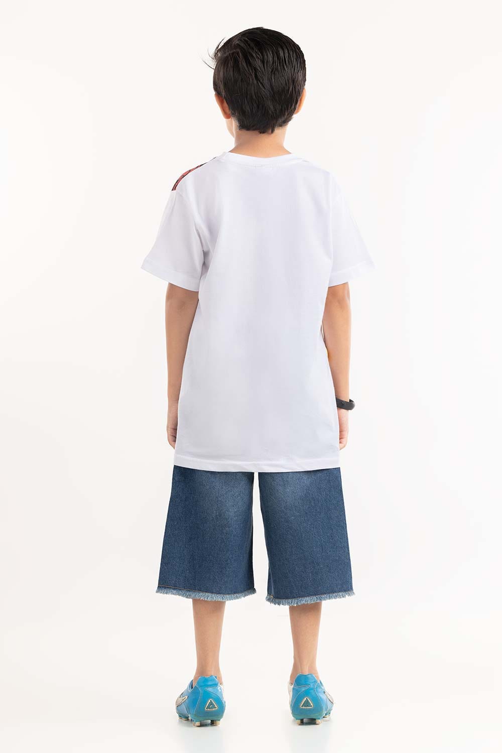 Junior Boy White Printed Knit Top JBKT-2210016