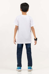 Junior Boy White Print Knit Top JBKT-2210020