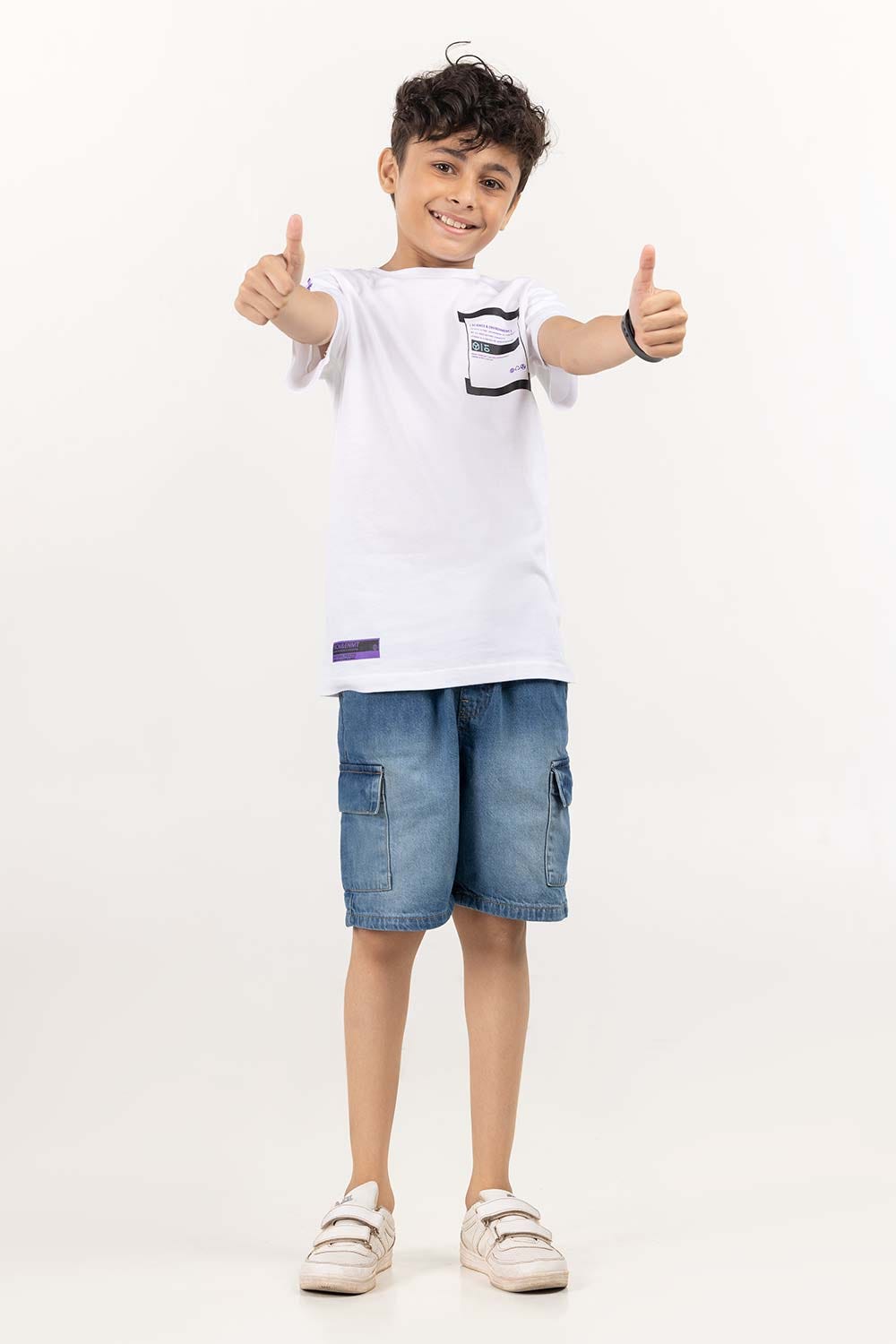 Junior Boy White Printed Knit Top JBKT-2210085
