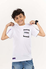 Junior Boy White Printed Knit Top JBKT-2210085