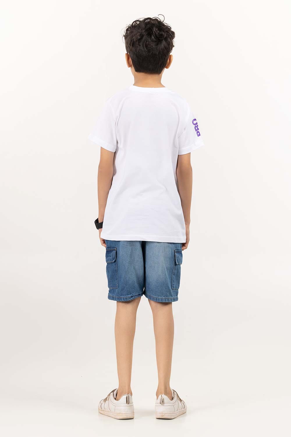 Junior Boy White Printed Knit Top JBKT-2210085