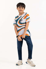 Toddler Boy White Printed Knit Top TBKT-2210043