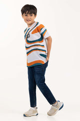 Toddler Boy White Printed Knit Top TBKT-2210043