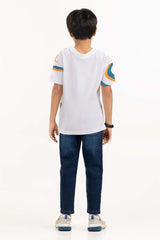 Toddler Boy White Printed Knit Top TBKT-2210043