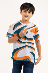 Toddler Boy White Printed Knit Top TBKT-2210043