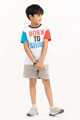 Toddler Boy White Printed Knit Top TBKT-2210064