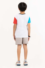 Toddler Boy White Printed Knit Top TBKT-2210064