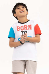 Toddler Boy White Printed Knit Top TBKT-2210064