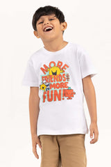 Toddler Boy White Printed Knit Top TBKT-2210070