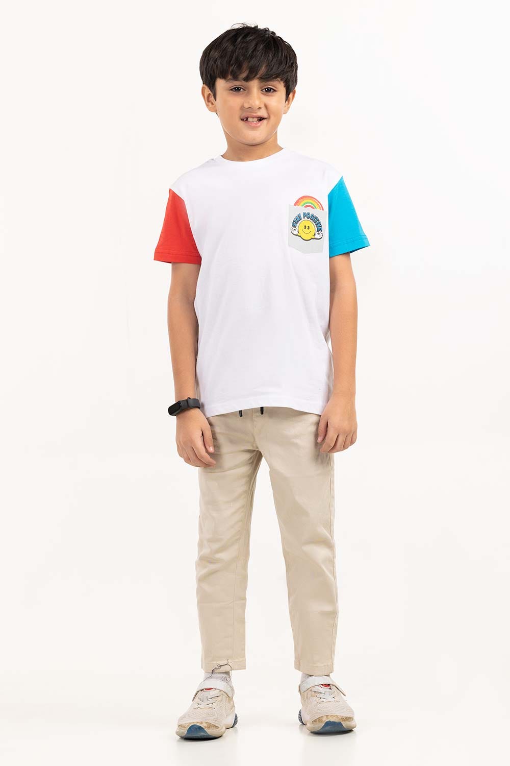 Toddler Boy White Printed Knit Top TBKT-2210074