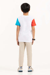 Toddler Boy White Printed Knit Top TBKT-2210074