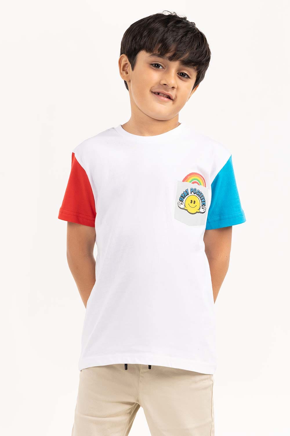 Toddler Boy White Printed Knit Top TBKT-2210074