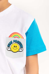 Toddler Boy White Printed Knit Top TBKT-2210074